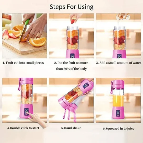 Portable Juice Maker, Rechargeable Juicer Bottle With 6 Blades - Best Quality 🌟 || 1 Year Warranty - Image 7