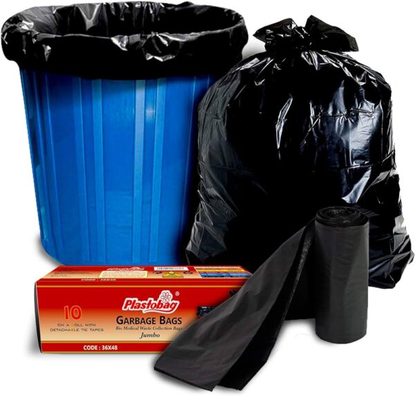 Plastobag Garbage Bag Jumbo Size | Premium Disposable Trash and Dustbin Bags(50)